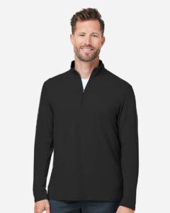 Devon & Jones DG425 Men’s Raleigh Stretch Quarter-Zip Pullover – Black (on model)