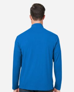 Devon & Jones DG425 Men’s Raleigh Stretch Quarter-Zip Pullover – French Blue (on model back)