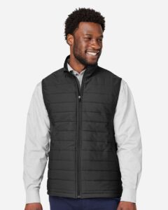 Devon & Jones DG706 Men’s New Classics® Charleston Hybrid Vest – Black/ Melange Black (on model)
