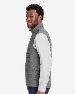 Devon & Jones DG706 Men’s New Classics® Charleston Hybrid Vest – Graphite Melange/ Graphite (on model side)
