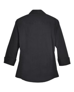 Devon & Jones DP625W Women’s Perfect Fit™ Three-Quarter Sleeve Stretch Poplin Dress Shirt – Black (back)