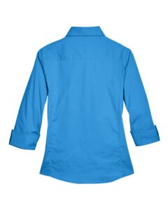 Devon & Jones DP625W Women’s Perfect Fit™ Three-Quarter Sleeve Stretch Poplin Dress Shirt – French Blue (back)