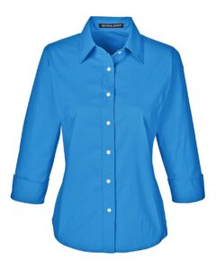 Devon & Jones DP625W Women’s Perfect Fit™ Three-Quarter Sleeve Stretch Poplin Dress Shirt – French Blue