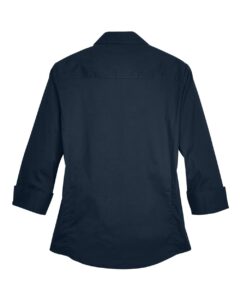 Devon & Jones DP625W Women’s Perfect Fit™ Three-Quarter Sleeve Stretch Poplin Dress Shirt – Navy (back)