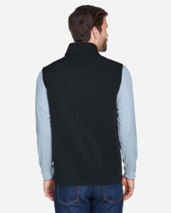CORE365 CE701 Men’s Cruise Two-Layer Fleece Bonded Soft Shell Vest – Black (on model back)