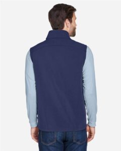 CORE365 CE701 Men’s Cruise Two-Layer Fleece Bonded Soft Shell Vest – Classic Navy (on model back)