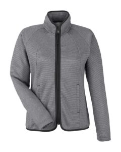 CORE365 CE72W Women’s Venture Heathered Stripe Full-Zip Jacket – Black/ White