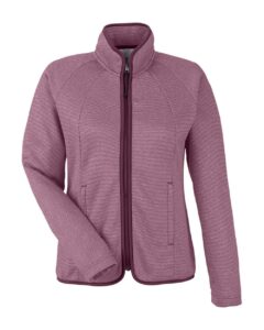 CORE365 CE72W Women’s Venture Heathered Stripe Full-Zip Jacket – Burgundy/ White
