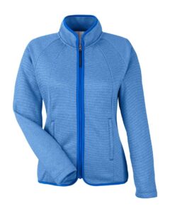 CORE365 CE72W Women’s Venture Heathered Stripe Full-Zip Jacket – True Royal/ White