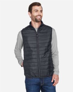 CORE365 CE702 Men’s Prevail Packable Puffer Vest – Carbon (on model)