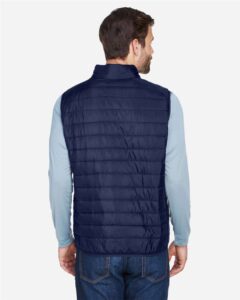 CORE365 CE702 Men’s Prevail Packable Puffer Vest – Classic Navy (on model back)