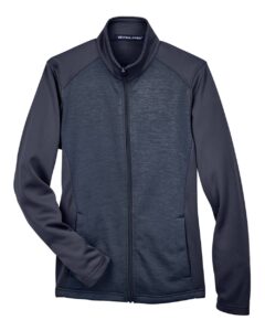 Devon & Jones DG796W Women’s Newbury Colorblock Mélange Fleece Full-Zip Jacket – Navy/ Navy Heather