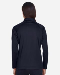 Devon & Jones DG440W Women’s Stretch Tech-Shell® Compass Quarter-Zip Pullover – Navy (on model back)