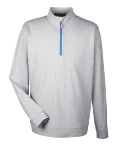 Devon & Jones DG479 Men’s DRYTEC20™ Performance Quarter-Zip Pullover – Grey Heather/ Grey H/ French Blue