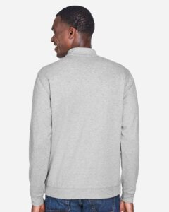 Devon & Jones DG479 Men’s DRYTEC20™ Performance Quarter-Zip Pullover – Grey Heather/ Grey H/ French Blue (on model back)