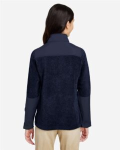 CORE365 CE890W Women’s Journey Summit Hybrid Full-Zip – Classic Navy/ Classic Navy (on model back)