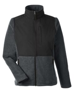CORE365 CE890W Women’s Journey Summit Hybrid Full-Zip – Heather Charcoal/ Black