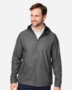Devon & Jones DG720 Unisex New Classics® Prescott Rain Jacket – Graphite (on model)