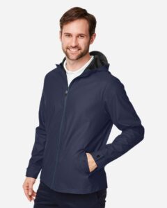 Devon & Jones DG720 Unisex New Classics® Prescott Rain Jacket – Navy (on model side)