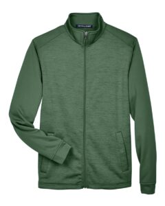 Devon & Jones DG796 Men’s Newbury Colorblock Mélange Fleece Full-Zip jacket – Forest/ Forest Heather