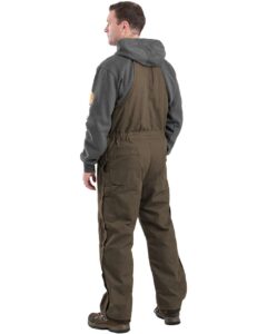Berne Apparel B377 Men’s Heartland Insulated Washed Duck Bib Overall – Olive Duck (on model back)