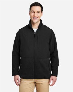 CORE365 CE890 Men’s Journey Summit Hybrid Full-Zip – Black/ Black (on model)