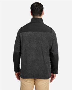 CORE365 CE890 Men’s Journey Summit Hybrid Full-Zip – Heather Charcoal/ Black (on model back)