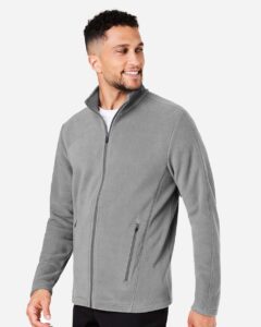 Devon & Jones DG730 Men’s CrownLux Performance® Fleece Full-Zip Jacket – Graphite (on model side)