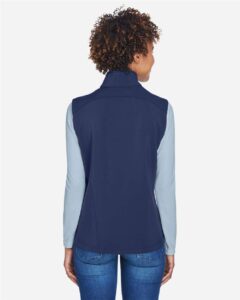 CORE365 CE701W Women’s Cruise Two-Layer Fleece Bonded Soft Shell Vest – Classic Navy (on model back)