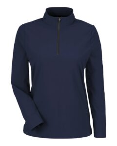 Devon & Jones DG410W Women’s CrownLux Performance® Windsor Welded Quarter-Zip Pullover – Navy