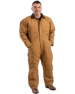 Berne Apparel I417 Men’s Heritage Duck Insulated Coverall – Brown (on model side)