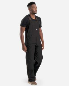 Berne Apparel B1067 Men’s Slab Unlined Duck Bib Overall – Black_32 (on model side)