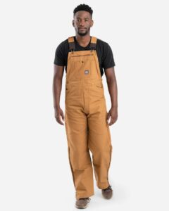Berne Apparel B1067 Men’s Slab Unlined Duck Bib Overall – Brown Duck_42 (on model)