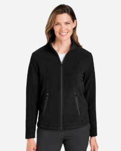 Devon & Jones DG730W Women’s CrownLux Performance® Fleece Full-Zip Jacket – Black (on model)