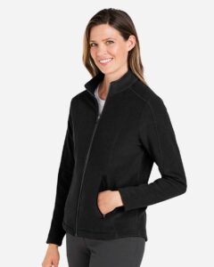 Devon & Jones DG730W Women’s CrownLux Performance® Fleece Full-Zip Jacket – Black (on model side)