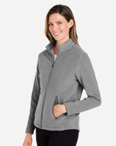 Devon & Jones DG730W Women’s CrownLux Performance® Fleece Full-Zip Jacket – Graphite (on model side)