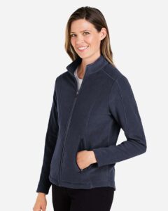 Devon & Jones DG730W Women’s CrownLux Performance® Fleece Full-Zip Jacket – Navy (on model side)