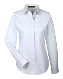 Devon & Jones DG534W Women’s Crown Collection® Striped Woven Dress Shirt – Silver/ White