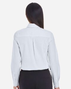 Devon & Jones DG534W Women’s Crown Collection® Striped Woven Dress Shirt – Silver/ White (on model back)
