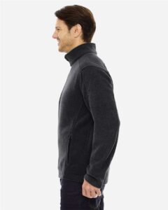 CORE365 88190T Men’s Tall Journey Fleece Jacket – Heather Charcoal (on model side)