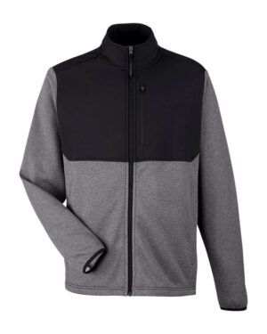 CORE365 CE74 Men’s Venture Heathered Stripe Hybrid Jacket – Black/ White