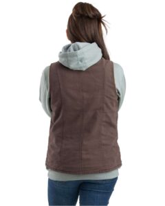 Berne Apparel WV15 Women’s Sherpa-Lined Softstone Duck Vest – Tuscan (on model back)