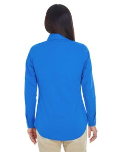 Devon & Jones DP610W Women’s Perfect Fit™ Half-Placket Tunic Dress Shirt – French Blue (on model back)