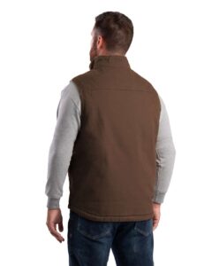 Berne Apparel V818 Men’s Heartland Sherpa-Lined Washed Duck Vest – Bark (on model back)