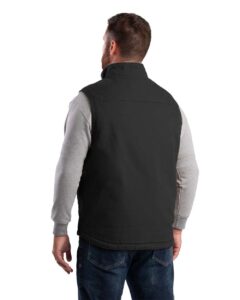 Berne Apparel V818 Men’s Heartland Sherpa-Lined Washed Duck Vest – Black (on model back)
