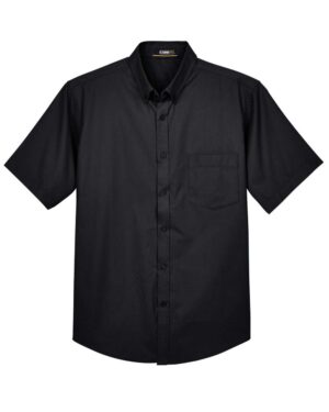 CORE365 88194T Men’s Tall Optimum Short Sleeve Twill Dress Shirt – Black