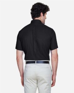 CORE365 88194T Men’s Tall Optimum Short Sleeve Twill Dress Shirt – Black (on model back)
