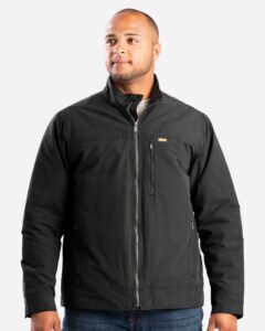 Berne Apparel J387 Men’s Highland Quilt-Lined Micro-Duck Jacket – Black (on model)