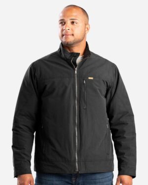 Berne Apparel J387 Men’s Highland Quilt-Lined Micro-Duck Jacket – Black (on model)