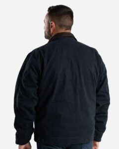 Berne Apparel J374 Men’s Highland Washed Gasoline Jacket – Midnight (on model back)